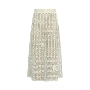 DYON D25-9990 Lace Midi Skirt: Ethereal Romance in Textured Layers