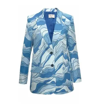 DYON D26-9342 Rotary Screen-Printed Blazer: Fluid Waves in Artisanal Precision