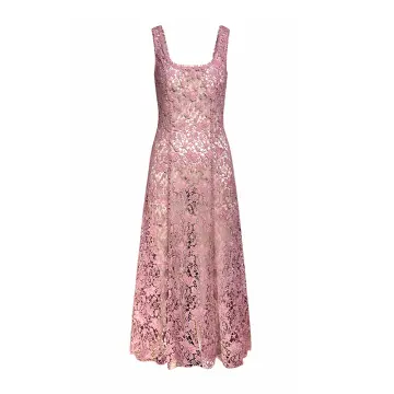DYON D24-9140 Lace Midi Dress: Blush Romance, Modern Grace